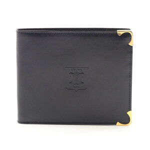 Celine Triomphe bi fold wallet leather black